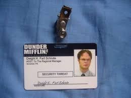 The Office Id Card Dwight Schrute Badge Dunder By Movieprops
