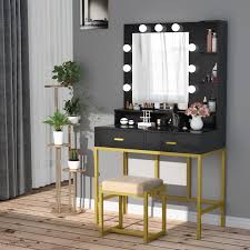 vanity set with led lighted mirror and