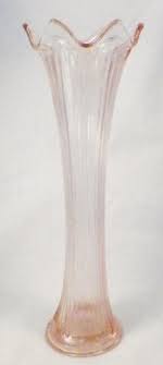 Pink Depression Glass Vase Swung Ribbed