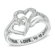 Diamond Accent Interlocking Heart Promise Ring In Sterling Silver