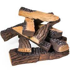 Barton 4 5 In W Decorative Ceramic Wood Fireplace Firepit Faux Log Set 10 Piece