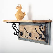 Wooden Wall Shelf With Hooks Forpost
