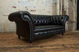 Handmade 2 Seater Vintage Black Leather