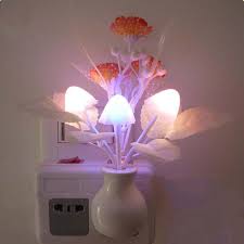 Lovely Mushroom Light Sensor 3 Led Night Light Lamp Home Decor