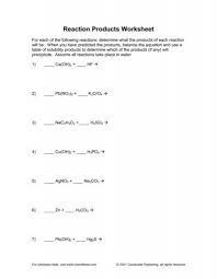 Reaction S Worksheet Key