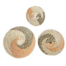 3x Seagrass Wall Basket Decor Woven