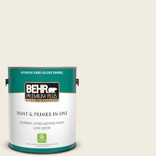 Behr Premium Plus 1 Gal 12 Swiss Coffee Semi Gloss Enamel Low Odor Interior Paint And Primer In One