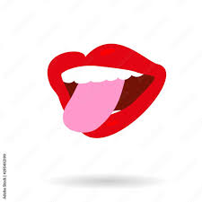 red lips and tongue out vector icon