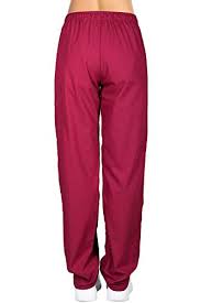 Green Town Womens Solid Medical Scrub Set V Neck Top Cargo Pants Wine 2xl