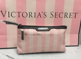 secret pink iconic stripe makeup bag