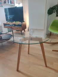 Glass Wood Side Table In Brick Lane