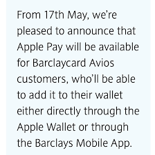 Barclaycard Avios Cards And Apple Pay