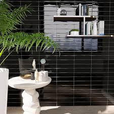 Molovo Kezma Black 2 95 In X 11 81 In Polished Ceramic Subway Wall Tile 6 03 Sq Ft Case