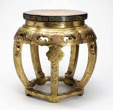 sold gold painted asian garden stool