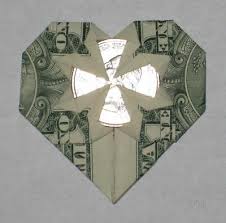 Next, fold the bottom corner up to the top edge. Heart Dollars Bill Folded Dollars Bill And A Quarter Rare Dollar Origami Ebay