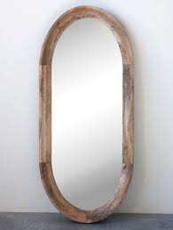 Wood Framed Oval Wall Mirror Antique