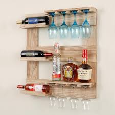 Os Home And Office Furniture Solid Wood Wall Mounted Wine And Stemware Display Cabinet