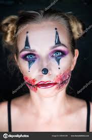 closeup face woman creepy halloween