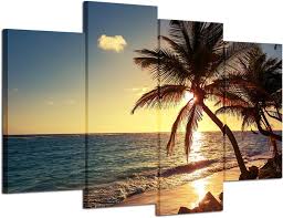 Ihappywall Sunset Beach Palm Tree Multi