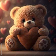cute teddy bear with heart stock