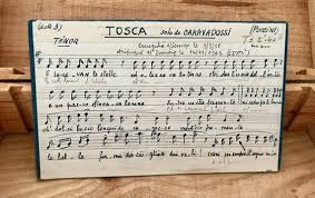 Handwritten Music Score Vintage Tosca 8 5 X 6 On Cardboard Italian Sheet Music Art Substrate Collage Paper Funkandmore Vintage