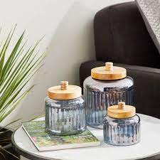 Novogratz Gray Glass Decorative Jars