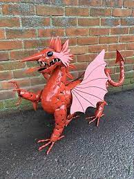 Unique Metal Red Welsh Dragon Garden