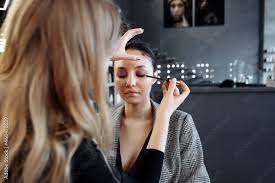 beauty salon applying makeup