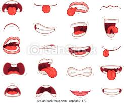 Drawing a realistic mouth, which includes teeth and lips using pencil. Funny Mouths Facial Expressions Cartoon Lips And Tongues Hand Drawing Laughing Show Tongue Happy And Sad Mouth Poses Canstock