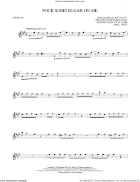 Leppard - Pour Some Sugar On Me sheet music for tenor saxophone solo