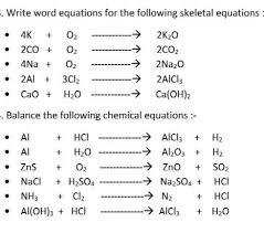 write word equations and balance the