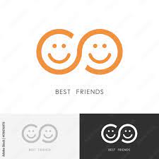 two smiling faces and infinity symbol
