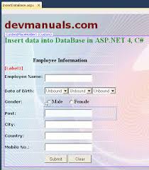 insert data into database in asp net