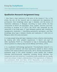 Maybe you would like to learn more about one of these? Qualitative Research Assignment Free Essay Example