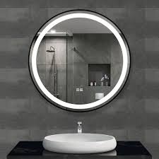 Round Black Framed Vanity Mirror With