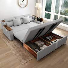 2100mm Grey Full Sleeper Sofa Linen