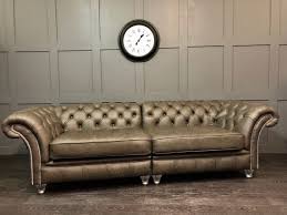 Seater Chesterfield Sofa Grey Leather