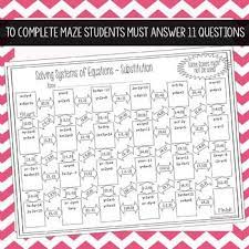 Substitution Worksheet Maze Activity