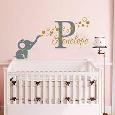 Name Wall Decal Elephant Bubbles Wall