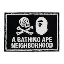 bape x neighborhood rug mat black