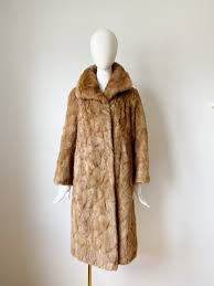 Brown Mink Fur Coat 1960s Vintage Medium Large Long Winter 1950s