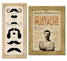 Popular Old Fashioned Mustache Chart And How To Grow A Handlebar Mustache Set One 8x18in And One 12x16in Poster Print