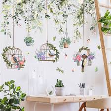 Plants Flowers Birdcages Wall Stickers