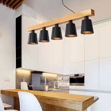 modern pendant lights wood led kitchen