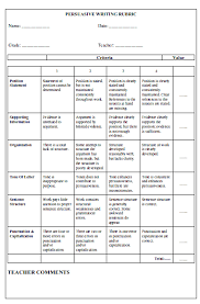 Scoring Rubric  Persuasion   TeacherVision