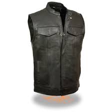 Milwaukee Leather Mens Open Neck Snap Zip Front Club Style Vest
