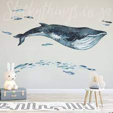 Giant Whale Wall Decal Watercolour