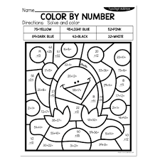 2 digit addition winter color by number