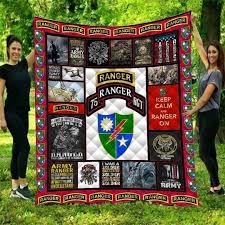 Army Ranger Quilt Blanket Veteran Decor