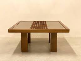 Wood And Mirror Coffee Table 1980s For